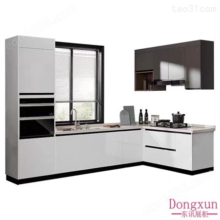 厨柜定制厨房整体橱柜石英石台面装修简易开放式橱柜家用厨房壁厨吊柜