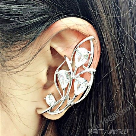 欧美奢华水晶耳挂 创意百搭三色水晶饰品 锆石外贸耳钉