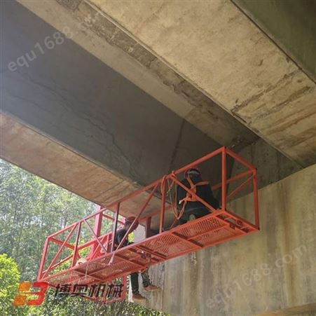 桥面护栏排水管安装设备 高架桥雨水管施工车 落水管安装专用吊篮