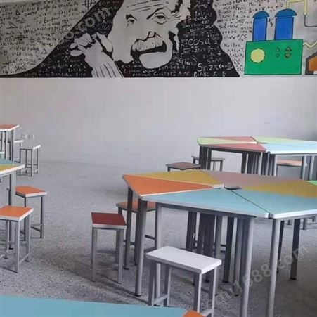 智学校园 木色桌椅 课桌定制 不锈钢组合课桌 教室学生桌 厂家优惠