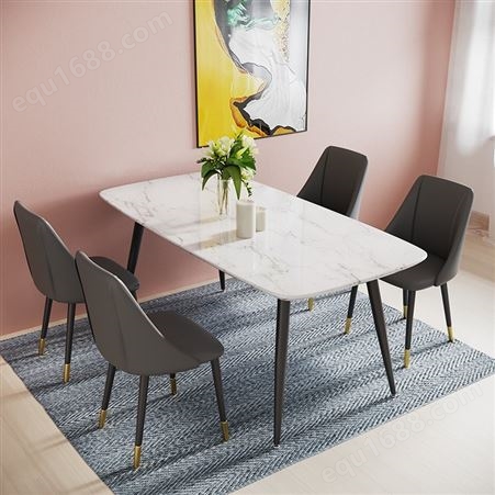 小户型餐桌椅组合  北欧大理石餐桌家用现代简约饭桌 岩板桌子厂家