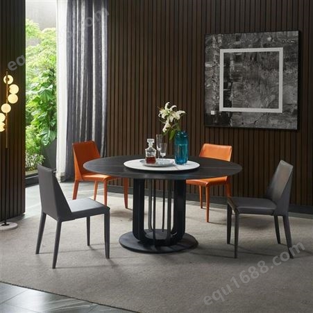鼎富岩板餐桌圆桌进口北欧小户型餐桌椅组合DF-408