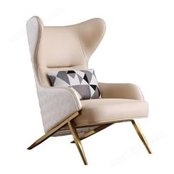 鼎富美式轻奢老虎椅真皮单人沙发客厅卧室网红沙发椅DF-244