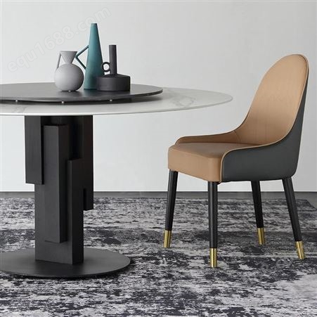 鼎富岩板餐桌椅组合家用客厅小户型意式桌子圆形DF-315
