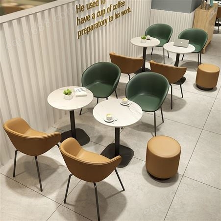 鼎富咖啡厅餐饮店休息区甜品店椅子奶茶店沙发卡座桌椅组合DF-158