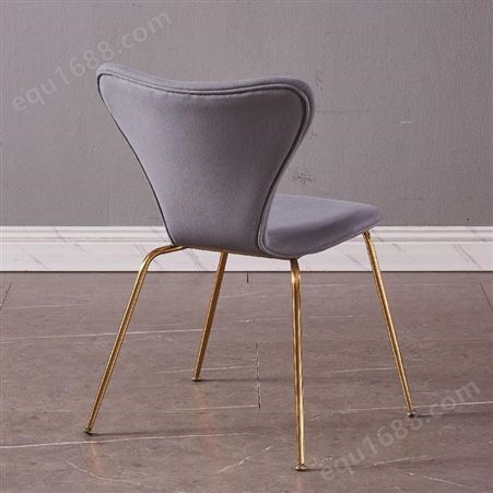 鼎富DF554靠背凳子蝴蝶丝绒化妆椅 燕尾椅 金色脚靠背家用客厅餐椅
