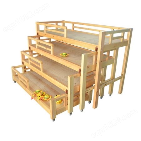 厂家批发樟子松推拉床 幼儿四层实木推拉床 幼儿园 拆装单人床