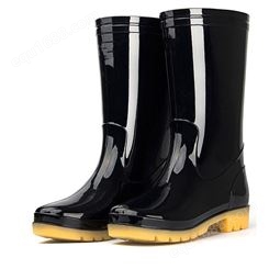 黑色牛津雨鞋 劳保水鞋 高帮雨靴 矿水靴防滑