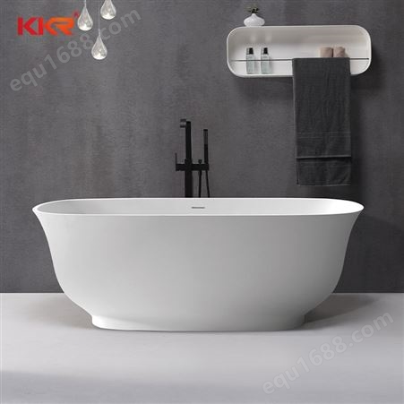 Kingkonree薄边浴缸家用成人浴缸独立式简约人造石浴缸泡澡盆
