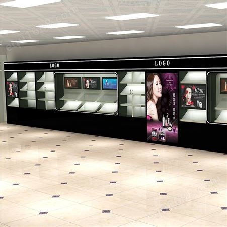 连锁品牌创意陈列展柜设计 大型专卖店展览柜装修 彩妆专柜制作
