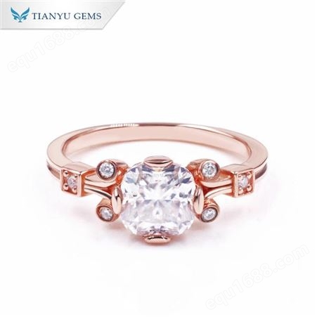 莫桑钻石戒指纯银18K金情侣结婚订婚送女友生日礼物
