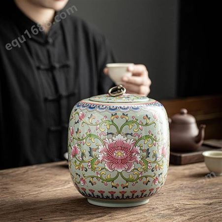 防潮密封方罐颜色釉茶叶罐子 密封防潮普洱茶储茶罐