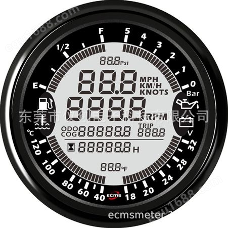 仪创 ECMS 900-00121 油位 电压 水温 油压 转速 小时计 GPS速度里程组合显示仪表