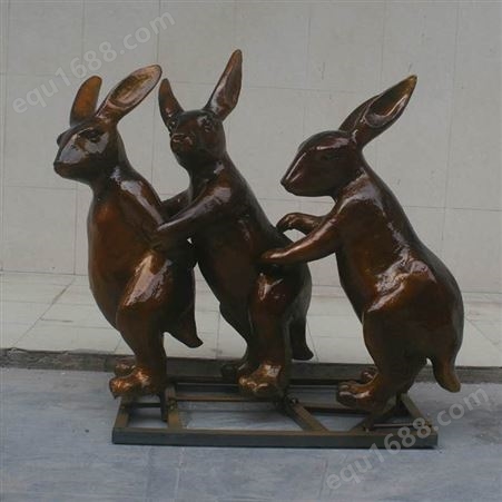 公园草坪游戏兔子雕塑中式铜工艺品摆件生肖动物雕塑景观装饰