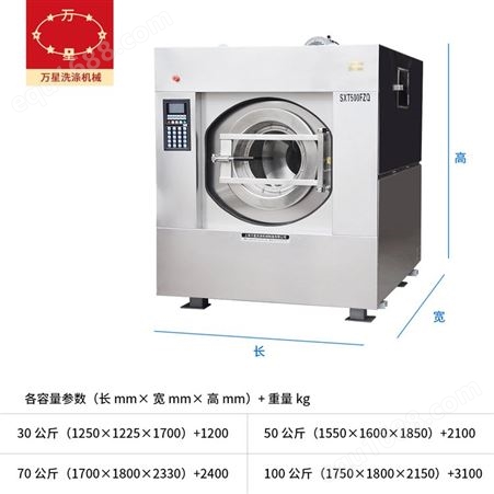 大型工厂用工业洗衣机50kg洗涤酒店宾馆洗涤设备上海万星厂价直销