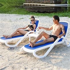 豪华特斯林网布户外沙滩椅ABS塑料游泳池躺椅露天泳池户外躺椅