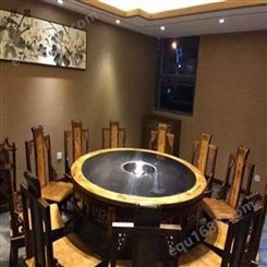 火锅调料桌钢木火锅桌椅价格烤肉火锅桌子图片