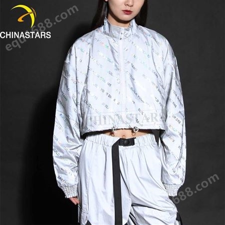 银灰色春亚纺反光面料 服装反光布 时装反光布料