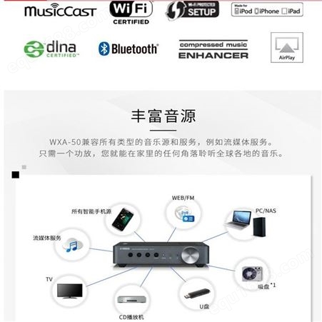 Yamaha/雅马哈 WXA-50 流媒体数字蓝牙背景音乐功放