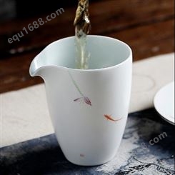 磨砂公道杯  创意分茶器  玻璃茶海   羊脂玉白斟茶器  手绘玻璃杯