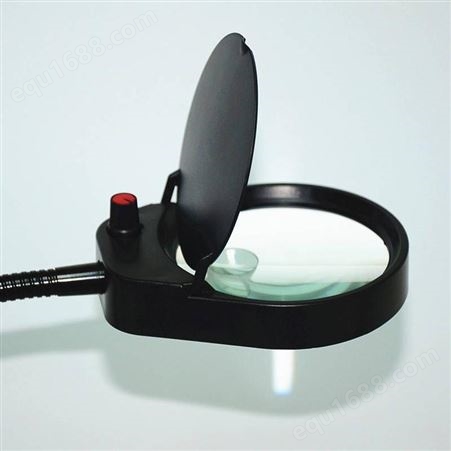 PDOK小号工字夹带灯放大镜PD7S万向金属软管黑色款维修检测照明灯