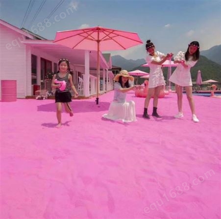 造景用 粉红色彩砂 旅游景点 网红粉色沙滩 烧结蓝色砂