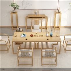 办公室茶桌椅组合 禅意现代茶室家具 新中式实木茶桌椅组合