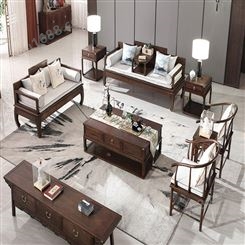 全实木沙发 客厅现代简约 大小户型新中式 白蜡木布艺沙发