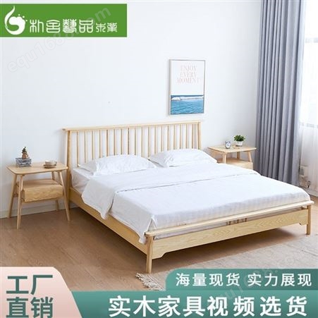 新中式实木床 1.8米双人床 1.5古典禅意主卧室床 现代简约家具工厂