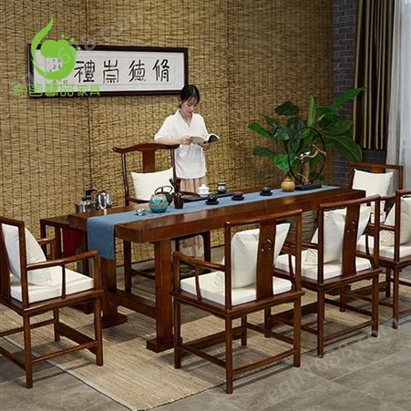 浙江新中式实木茶桌椅组合 家用庭院禅意接待泡茶桌 客厅茶室仿古茶台