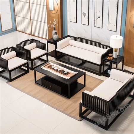深圳新中式贵妃沙发 现代简约123组合沙发  实木沙发