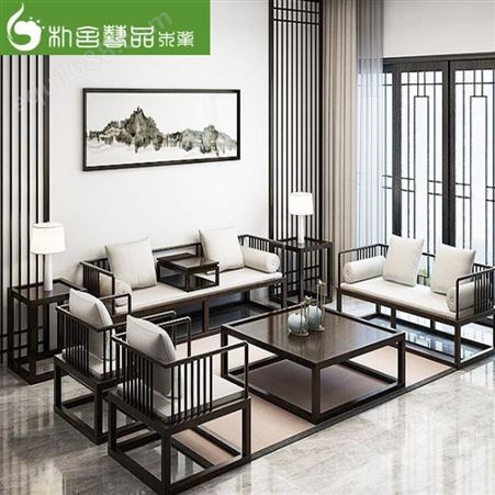广州朴舍家具新中式实木床 实木电视柜  实木沙发组合工厂