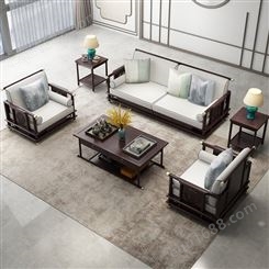 中山禅意沙发组合 中式家具  实木沙发工厂